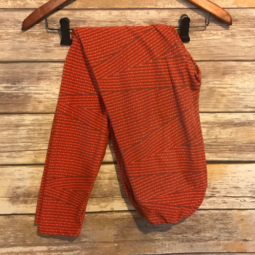 LULAROE OS Leggings Orange Ladder Pattern